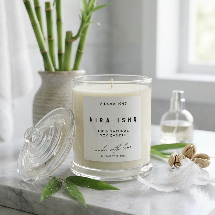 Nira Ishq | Scented Soy Candle | Bamboo Musk | 280 Grams | 60 Hours Burn Time