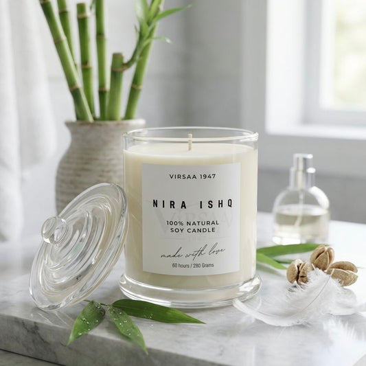 Nira Ishq | Scented Soy Candle | Bamboo Musk | 280 Grams | 60 Hours Burn Time
