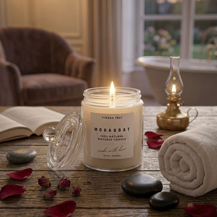 Mohabbat | Scented Luxury Massage Candle | 60 Grams | 18 Hours Burn Time